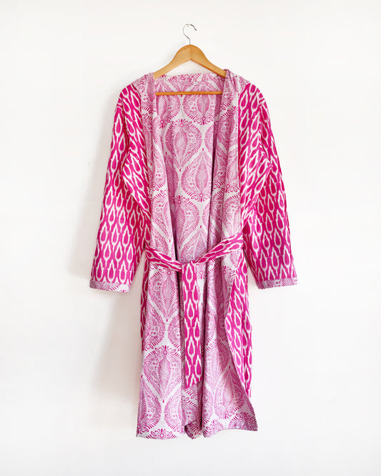 Pink Paisley - Long Kimono