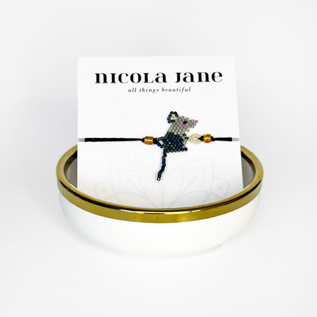 Beaded bracelet - small mouse with tail