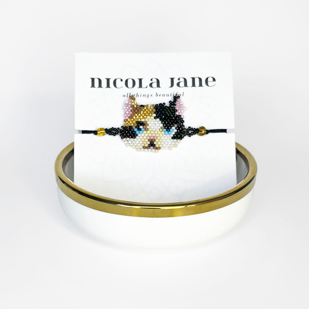 Beaded bracelet - cat face