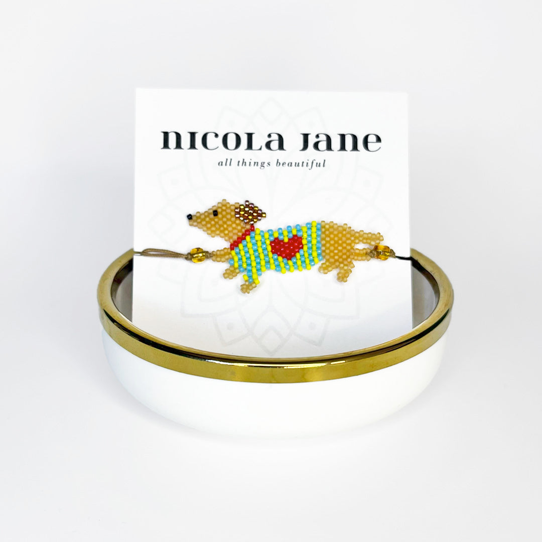 Beaded bracelet - dachshund heart