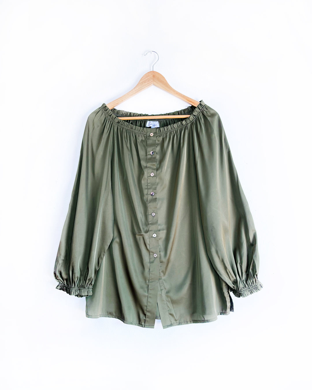 Calypso Satin Blouse - Olive