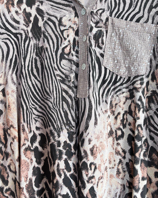 Elena Animal Print Top - Taupe