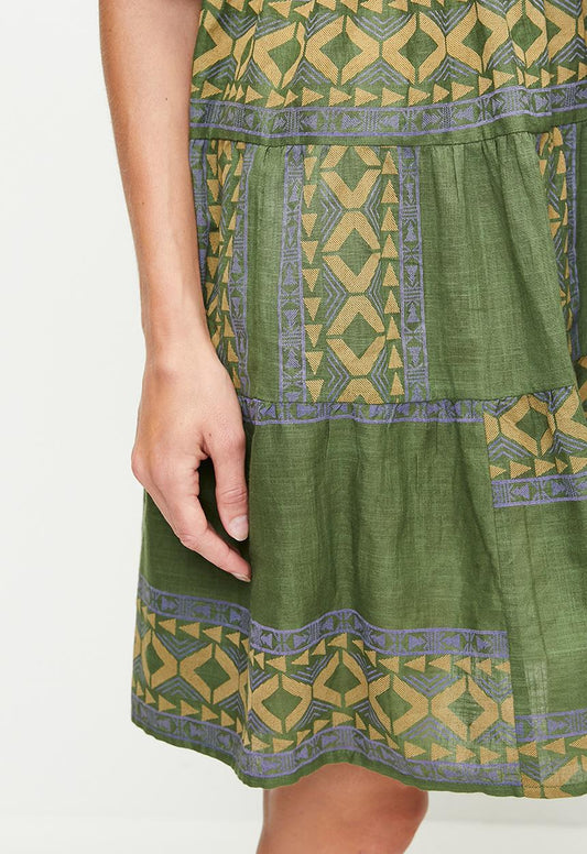Stella Morgan - Green & Gold Boho Dress