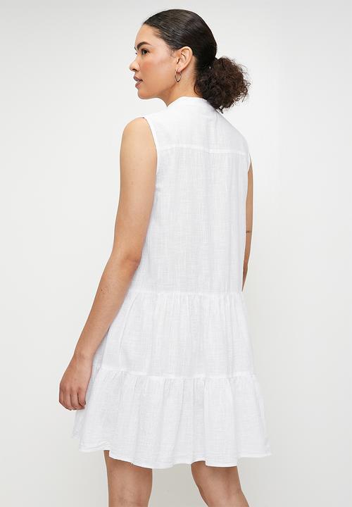Izabel Sleeveless Frill Dress - White
