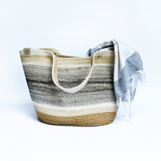 Black Handmade natural cotton rope bag