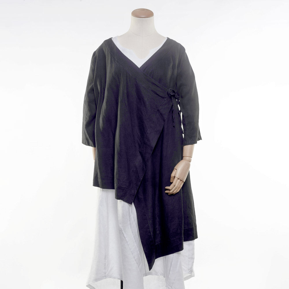 Black linen wrap jacket
