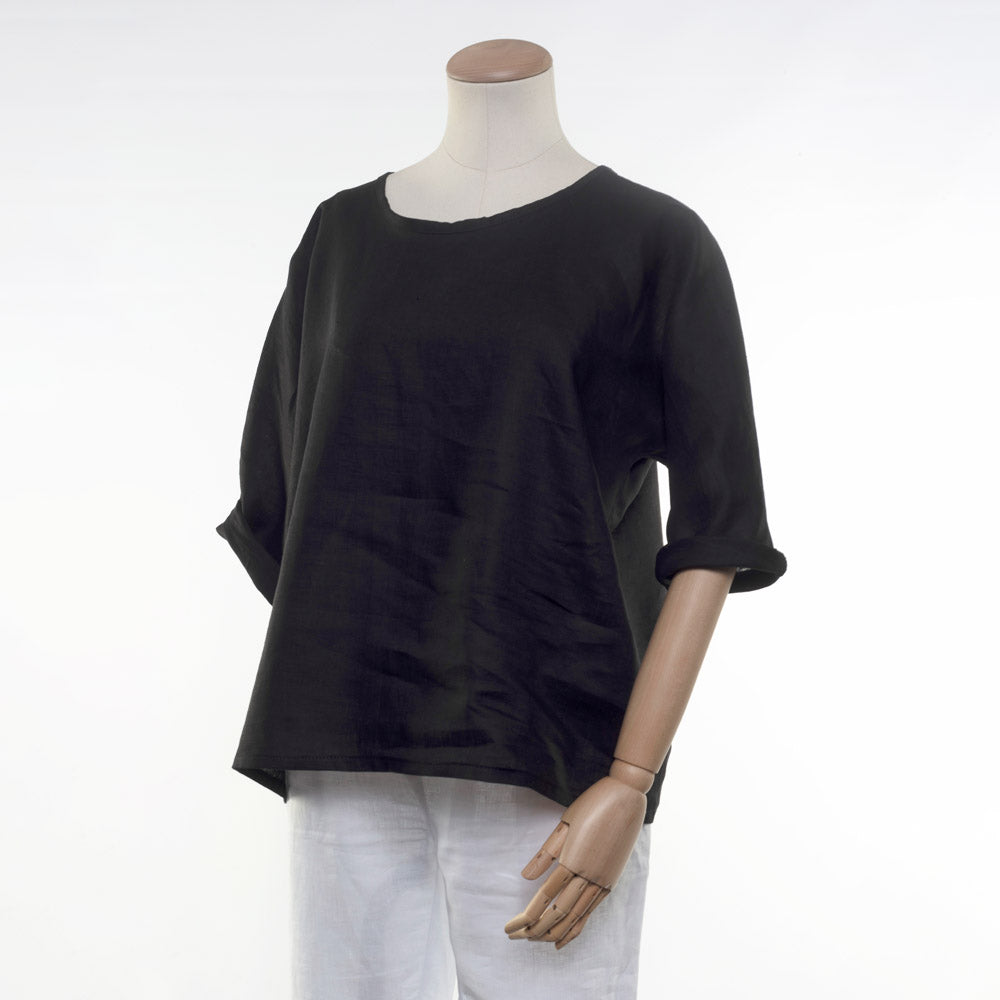 Black linen box top