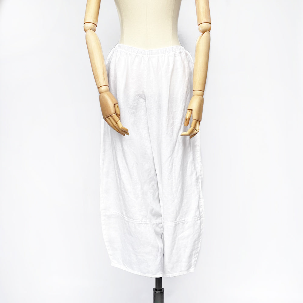 White linen balloon pants