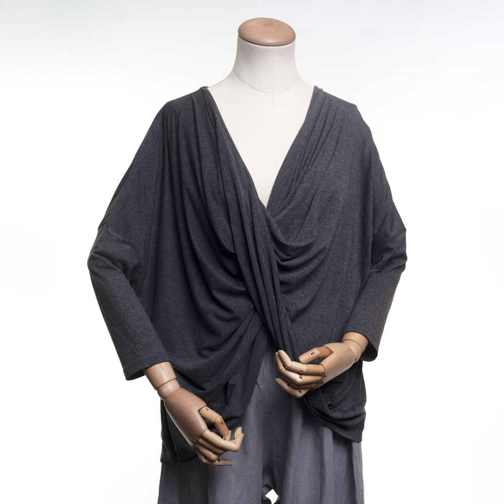 Twist Top dark grey viscose lycra