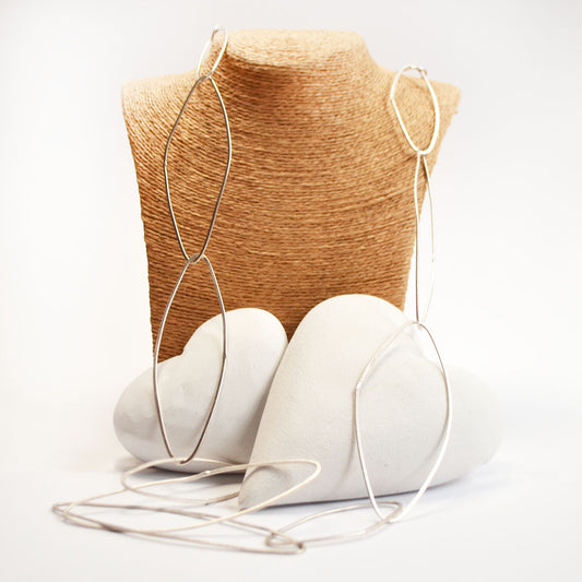 Silver plated oblong link necklace