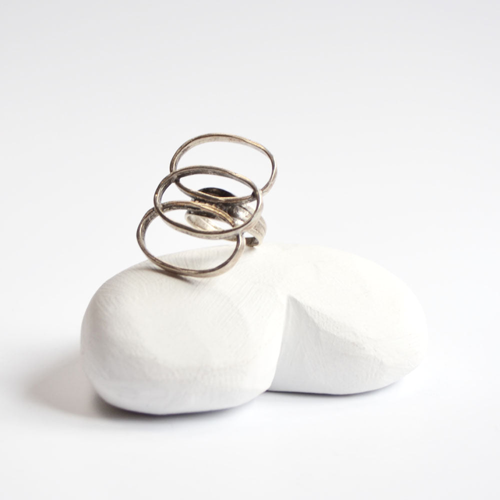 Silver plated triple oval ring