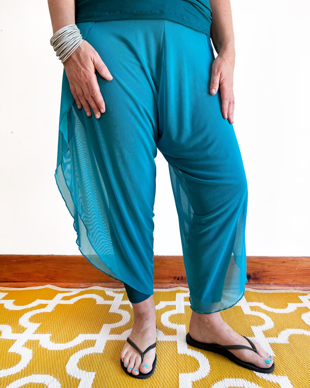 Mesh Wrap Pants - Teal