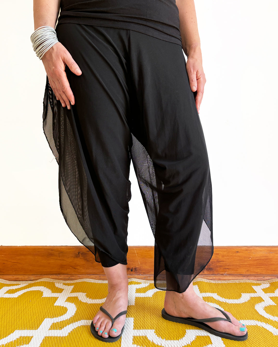 Mesh Wrap Pants - Black