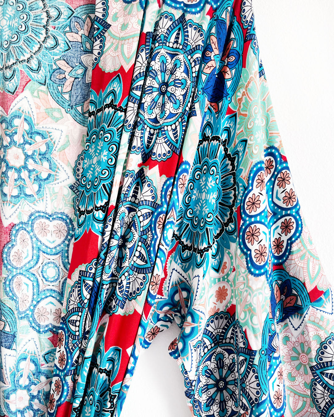 Mies Kimono - Blue / Red Boho