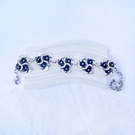 Floral Cluster Silver Bracelet