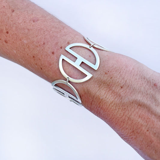 Semi Circle Link Silver Bracelet