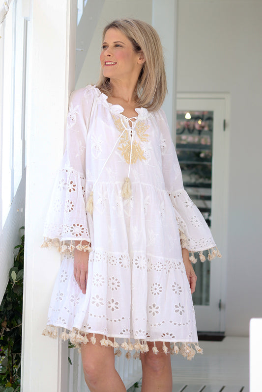 Ibiza Anglaise Cotton Dress