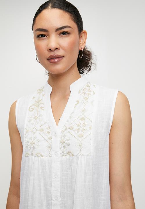 Izabel Sleeveless Frill Dress - White