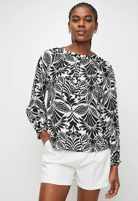Izabel - Long Sleeve Printed Blouse
