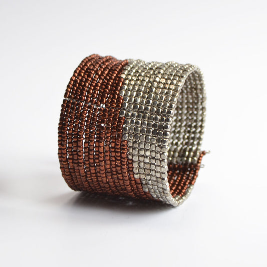 Chandra silver/copper beaded cuff