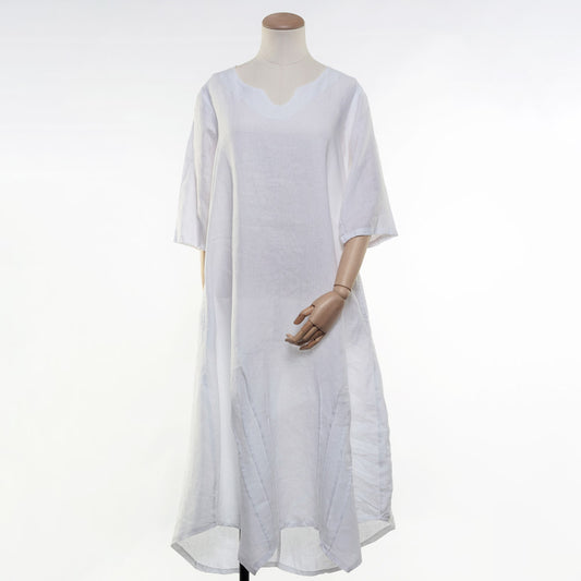 White linen pintuck dress