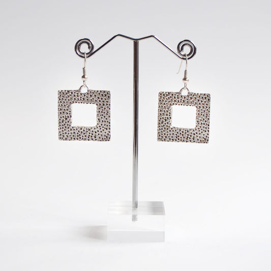 Silver plated textured square frames